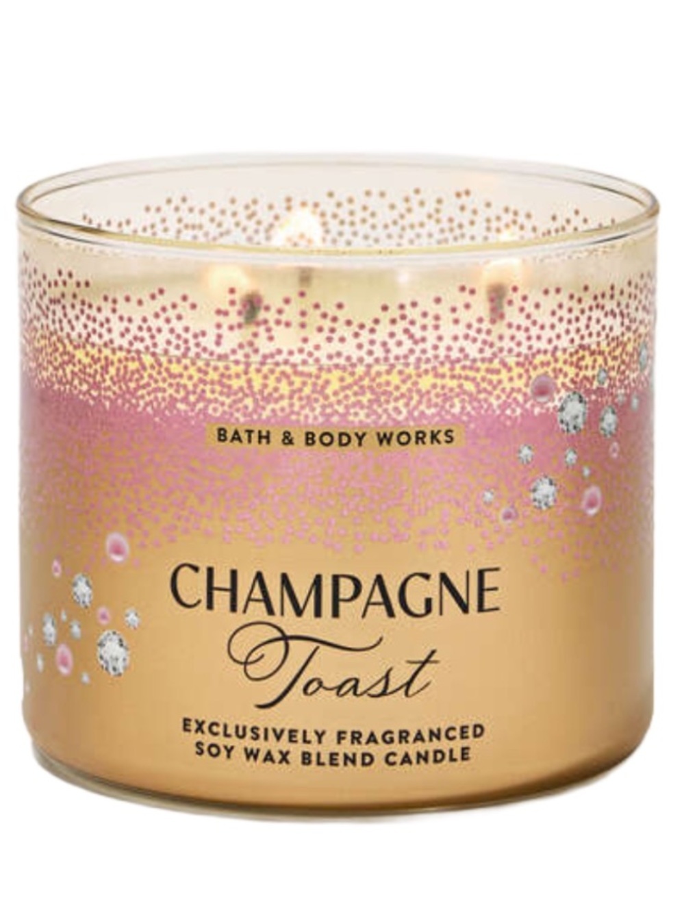 Bath & Body Works Champagne Toast 3-Wick Candle - Gold, Pink